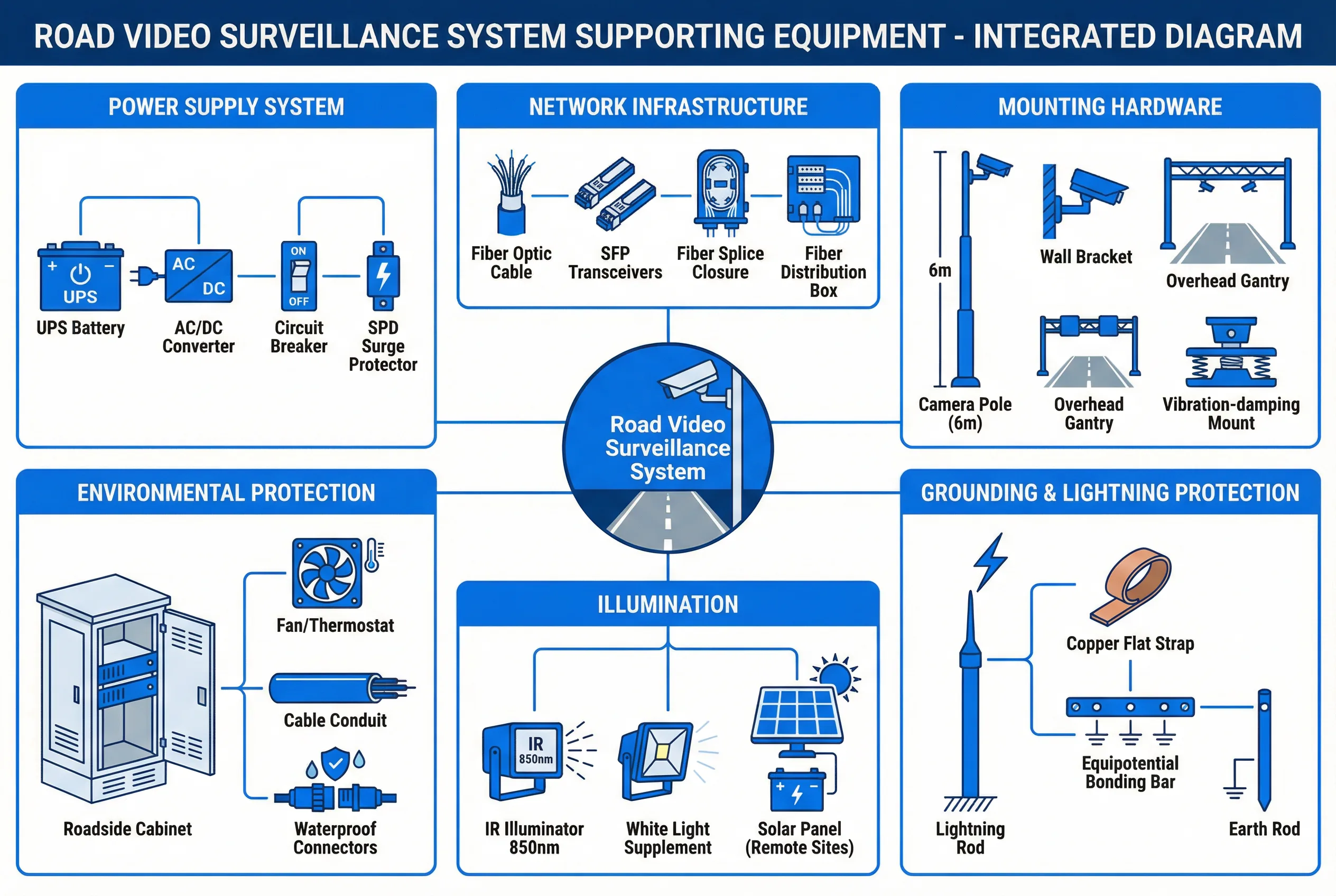 Road Video Surveillance Supporting Equipment Integrated Diagram